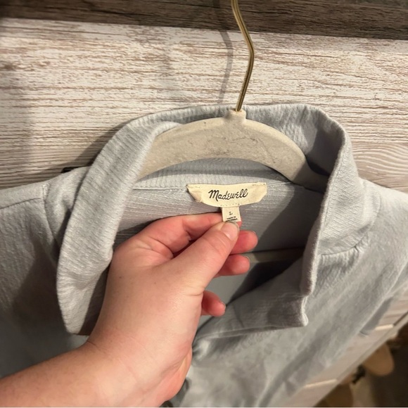 Madewell Knit Lightspun Camp Shirt Button Front‎ Casual Loungewear Cool Fog L - Picture 4 of 6